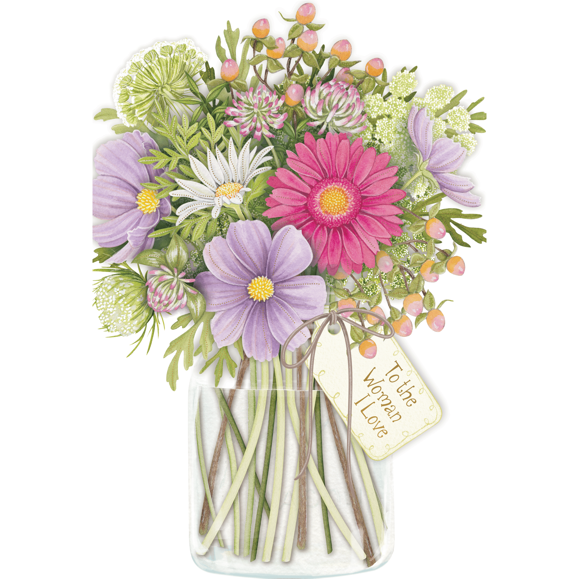 Purple and pink bouquet-themed Mother's Day card by Pictura featuring a heartfelt message for women.